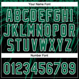 Custom Black Kelly Green-White Distressed Scratch Brush Stroke Star Raglan Sleeves Two-Button Unisex Softball Jersey