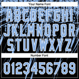 Custom Black Light Blue-White Distressed Scratch Brush Stroke Star Raglan Sleeves Two-Button Unisex Softball Jersey