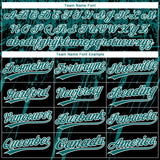 Custom Black Teal-White Distressed Scratch Brush Stroke Star Raglan Sleeves Two-Button Unisex Softball Jersey