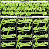 Custom Black Neon Green-White Distressed Scratch Brush Stroke Star Raglan Sleeves Two-Button Unisex Softball Jersey