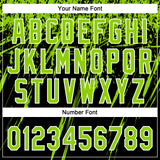 Custom Black Neon Green-White Distressed Scratch Brush Stroke Star Raglan Sleeves Two-Button Unisex Softball Jersey
