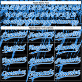 Custom Black Electric Blue-White Distressed Scratch Brush Stroke Star Raglan Sleeves Two-Button Unisex Softball Jersey