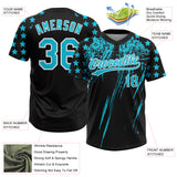 Custom Black Lakes Blue-White Distressed Scratch Brush Stroke Star Raglan Sleeves Two-Button Unisex Softball Jersey