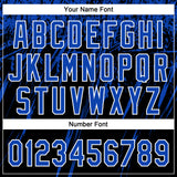 Custom Black Thunder Blue-White Distressed Scratch Brush Stroke Star Raglan Sleeves Two-Button Unisex Softball Jersey