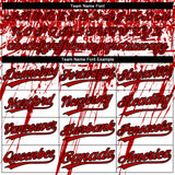 Custom White Red-Black Distressed Scratch Brush Stroke Star Raglan Sleeves Two-Button Unisex Softball Jersey