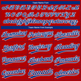 Custom Red White Pinstripe Royal Star Raglan Sleeves Two-Button Unisex Softball Jersey