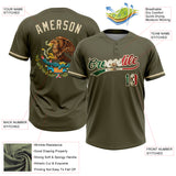 Custom Olive Vintage Mexican Flag-Cream Mexico Performance Salute To Service Two-Button Unisex Softball Jersey
