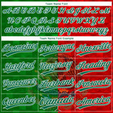 Custom Red Kelly Green-White Mexico Two-Button Unisex Softball Jersey