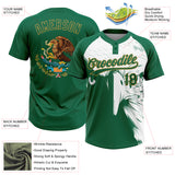 Custom Kelly Green Old Gold-White Mexico Two-Button Unisex Softball Jersey