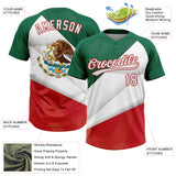 Custom Kelly Green White-Red Mexico Two-Button Unisex Softball Jersey