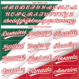 Custom Kelly Green White-Red Mexico Two-Button Unisex Softball Jersey