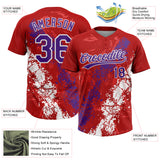 Custom Red Purple-White Dripping Splatter Cracked Texture Two-Button Unisex Softball Jersey