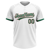 Custom White Kelly Green-Red Ethnic Aztec Mexican Heritage Two-Button Unisex Softball Jersey