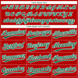 Custom Red Kelly Green-White Ethnic Aztec Mexican Heritage Two-Button Unisex Softball Jersey