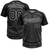 Custom Black Steel Gray-White Ethnic Aztec Mexican Heritage Two-Button Unisex Softball Jersey