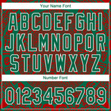 Custom Kelly Green Red-White Ethnic Aztec Mexican Heritage Two-Button Unisex Softball Jersey