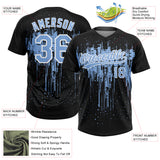 Custom Black Light Blue-White Dripping Splatter Paint Two-Button Unisex Softball Jersey
