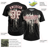 Custom Black Cream-Crimson Dripping Splatter Paint Two-Button Unisex Softball Jersey