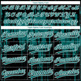 Custom Black Teal-White Dripping Splatter Paint Two-Button Unisex Softball Jersey