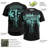 Custom Black Ice Blue Dripping Splatter Paint Two-Button Unisex Softball Jersey