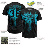 Custom Black Lakes Blue Dripping Splatter Paint Two-Button Unisex Softball Jersey