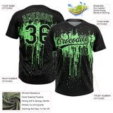 Custom Black Pea Green Dripping Splatter Paint Two-Button Unisex Softball Jersey