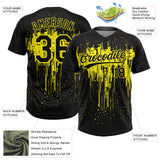 Custom Black Light Yellow Dripping Splatter Paint Two-Button Unisex Softball Jersey