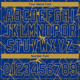 Custom Royal Old Gold 3D Pattern Design Abstract Network Two-Button Unisex Softball Jersey