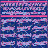 Custom Royal Light Blue-Pink 3D Pattern Design Abstract Network Two-Button Unisex Softball Jersey