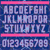 Custom Royal Light Blue-Pink 3D Pattern Design Abstract Network Two-Button Unisex Softball Jersey