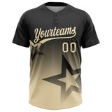 Custom Black Cream Gradient Style Twinkle Star Two-Button Unisex Softball Jersey
