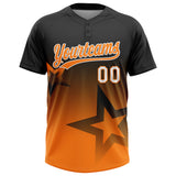 Custom Black Bay Orange-White Gradient Style Twinkle Star Two-Button Unisex Softball Jersey