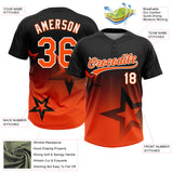 Custom Black Orange-White Gradient Style Twinkle Star Two-Button Unisex Softball Jersey