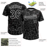 Custom Black Steel Gray-White 3D Pattern Design Abstract Network Crackle Two-Button Unisex Softball Jersey
