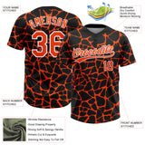 Custom Black Orange-White 3D Pattern Design Abstract Network Crackle Two-Button Unisex Softball Jersey