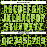 Custom Black Neon Green-White 3D Pattern Design Abstract Network Crackle Two-Button Unisex Softball Jersey