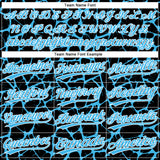 Custom Black Sky Blue-White 3D Pattern Design Abstract Network Crackle Two-Button Unisex Softball Jersey