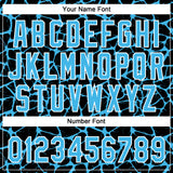 Custom Black Sky Blue-White 3D Pattern Design Abstract Network Crackle Two-Button Unisex Softball Jersey