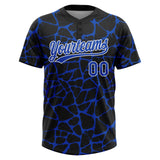 Custom Black Thunder Blue-White 3D Pattern Design Abstract Network Crackle Two-Button Unisex Softball Jersey