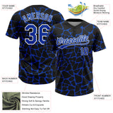Custom Black Thunder Blue-White 3D Pattern Design Abstract Network Crackle Two-Button Unisex Softball Jersey