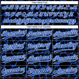 Custom Black Thunder Blue-White 3D Pattern Design Abstract Network Crackle Two-Button Unisex Softball Jersey