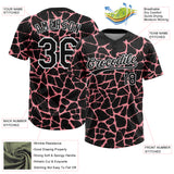 Custom Black Medium Pink-White 3D Pattern Design Abstract Network Crackle Two-Button Unisex Softball Jersey