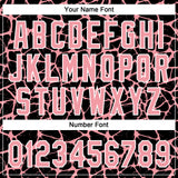 Custom Black Medium Pink-White 3D Pattern Design Abstract Network Crackle Two-Button Unisex Softball Jersey