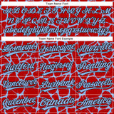 Custom Red Light Blue-Black 3D Pattern Design Abstract Network Crackle Two-Button Unisex Softball Jersey