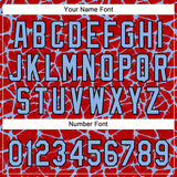 Custom Red Light Blue-Black 3D Pattern Design Abstract Network Crackle Two-Button Unisex Softball Jersey