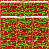 Custom Red Neon Green-Black 3D Pattern Design Abstract Network Crackle Two-Button Unisex Softball Jersey