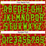 Custom Red Neon Green-Black 3D Pattern Design Abstract Network Crackle Two-Button Unisex Softball Jersey