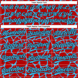 Custom Red Sky Blue-Black 3D Pattern Design Abstract Network Crackle Two-Button Unisex Softball Jersey