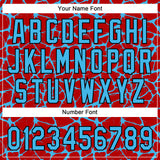 Custom Red Sky Blue-Black 3D Pattern Design Abstract Network Crackle Two-Button Unisex Softball Jersey