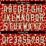 Custom Red Cream-Black 3D Pattern Design Abstract Network Crackle Two-Button Unisex Softball Jersey